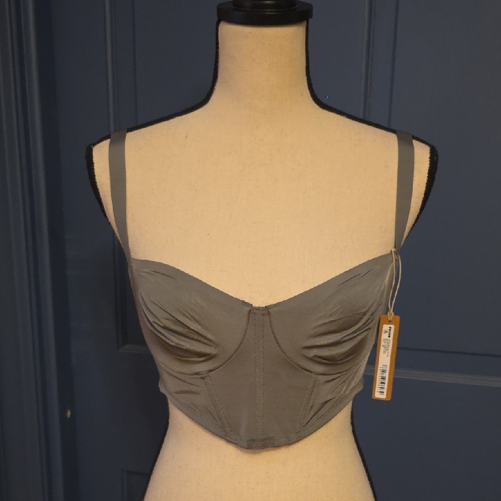 NWT SKIMS Grey Structured Bustier Balconette Bra 38A Also Fits 36B
